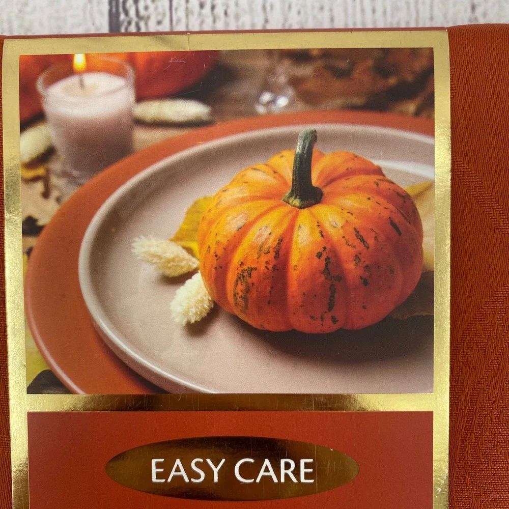 Colordrift Tablecloth 60x84 Orange Pumpkin Jacquard Fall Thanksgiving Holiday